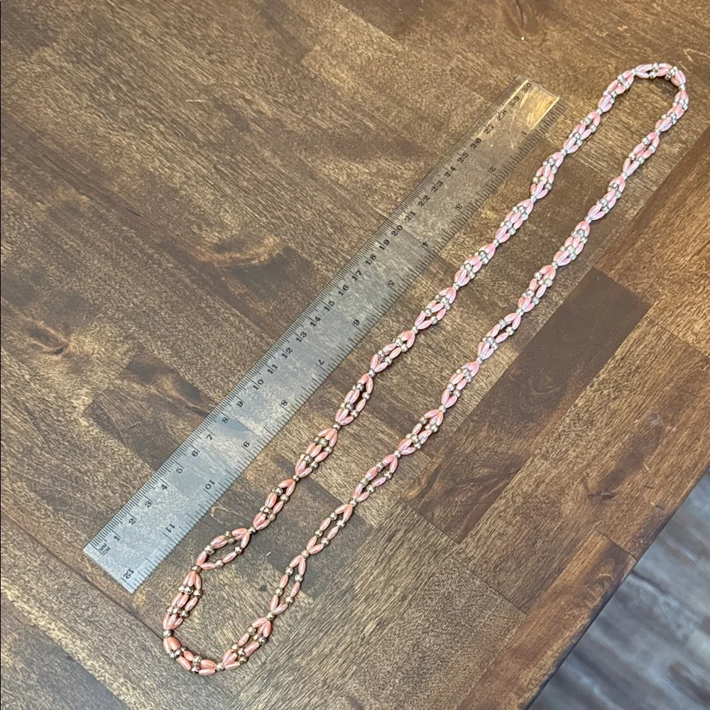 Vintage Pink Beaded Rope Necklace